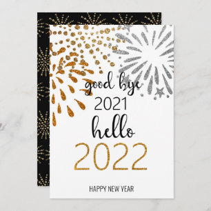 Good Bye 2021 Hello 2022   New Year Fireworks Holiday Card