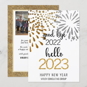 Good Bye 2022 Hello 2023 Business Festive Firework Holiday Card