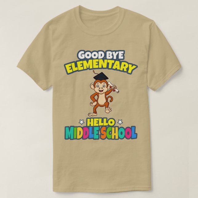 Good Bye Elementary Hello Middle School Graduation T-Shirt (Design Front)