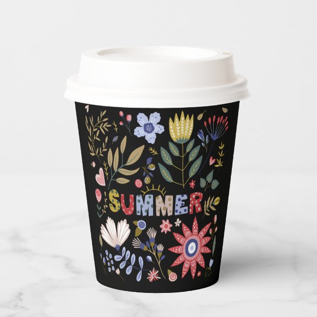 Good bye School, Hello Summer And Flowers  Paper Cups (Front)