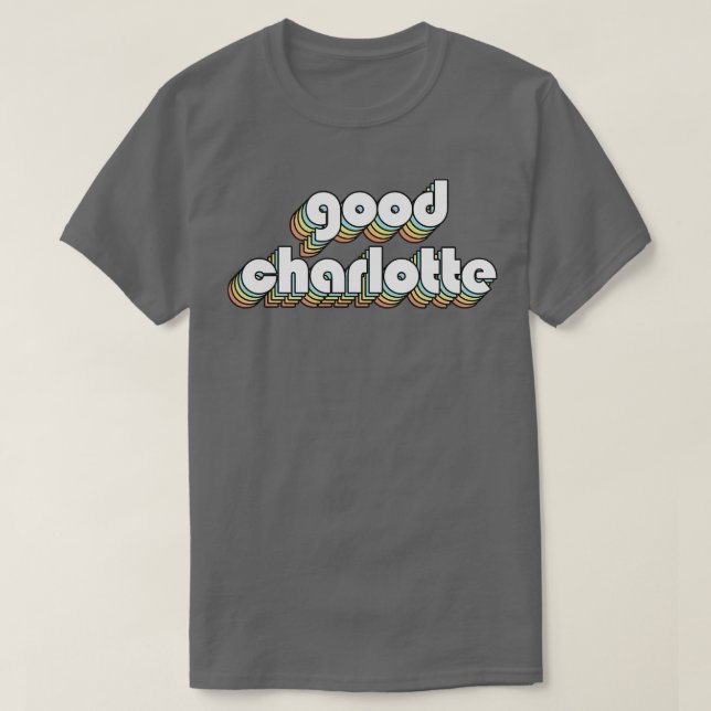 Good Charlotte Retro Rainbow Typography Faded Styl T-Shirt (Design Front)