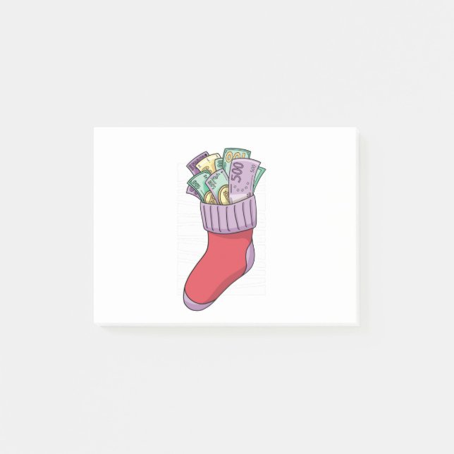 Good Christmas Money Socks Gift Post-it Notes (Front)