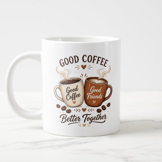 Good Coffee Good Friends with two coffee cups (Left)
