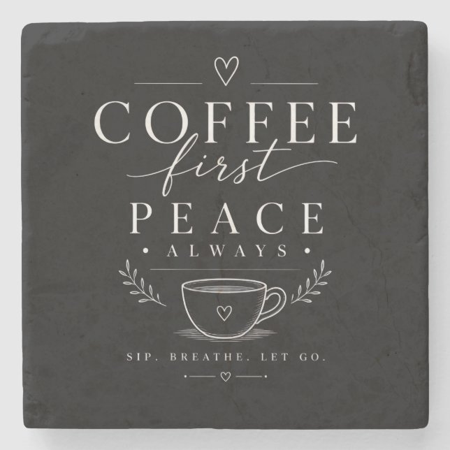 Good Coffee Good Mood Great Day Minimalist Stone Coaster (Front)