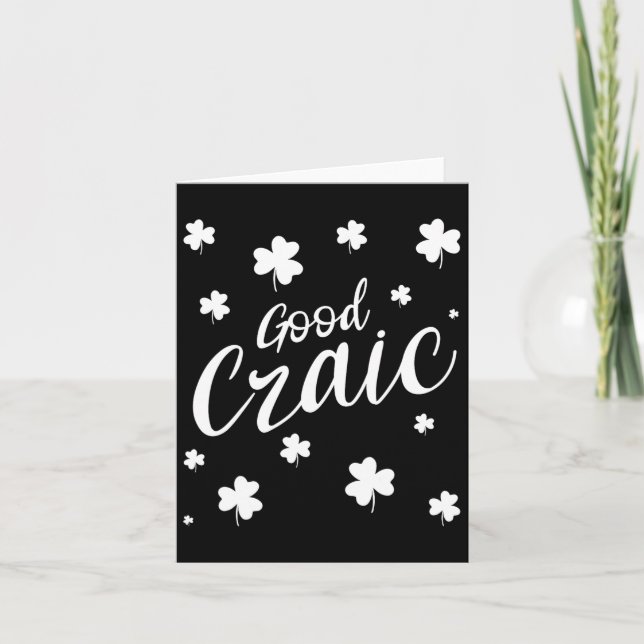 Good Craic Fun Irish Slang Shamrocks St Patricks D Card (Front)