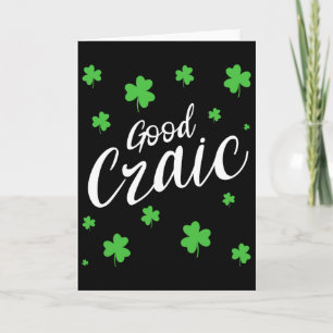 Good Craic Fun Irish Slang Shamrocks St Patricks D Card