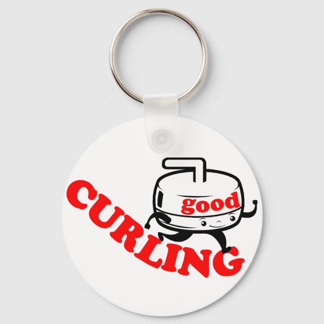 [ GOOD CURLING ] Retro "Stone Guy" Gifts by SKO Key Ring (Front)