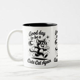 Good day cute cat Two-Tone coffee mug