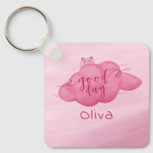 Good Day Cute Watercolor Cloud Keychain