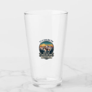 Good Day Hiking Cavalier King Charles Dog Glass