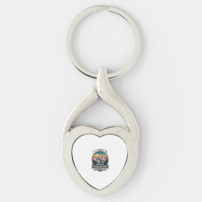 Good Day Hiking Cavalier King Charles Dog Key Ring (Front)