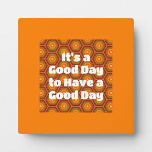 Good Day Orange Hexagon Pattern Boho Plaque