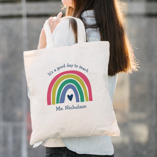 Good Day To Teach Teacher Gift Boho Rainbow Tote Bag (Creator Uploaded)
