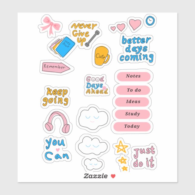 Good Days Ahead Sky Blue Aesthetic Sticker Sheet  (Sheet)