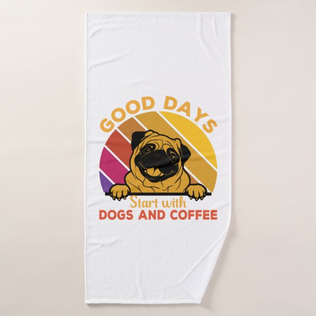 good days start with doge and coffee bath towel (Bath Towel)