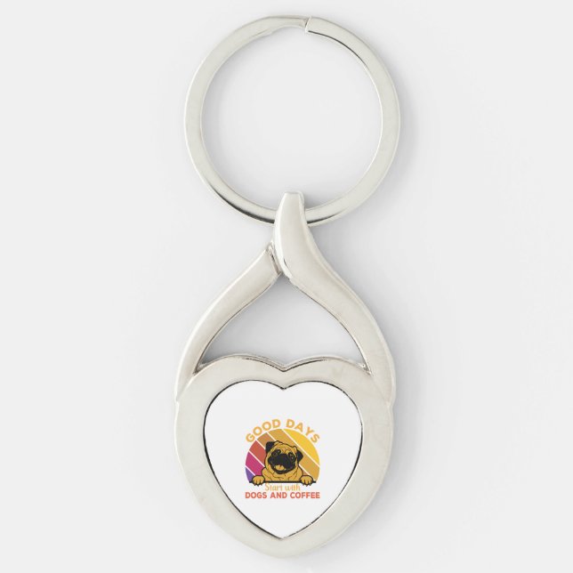 good days start with doge and coffee key ring (Front)
