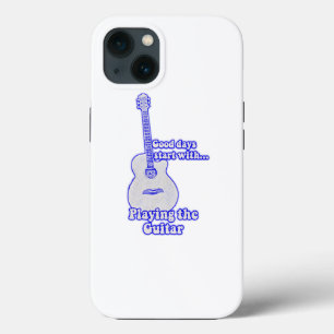 Good days start with playing the guitar. blue iPhone 13 case