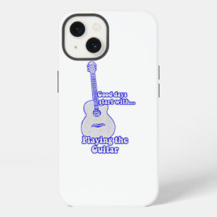 Good days start with playing the guitar. blue iPhone 13 case