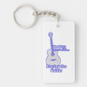Good days start with playing the guitar. blue key ring