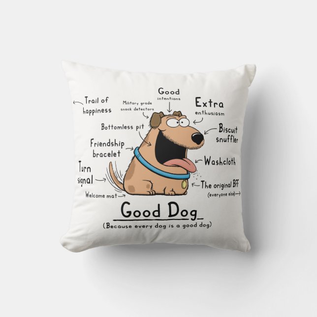 Good Dog Wordy Art Pillow (Front)