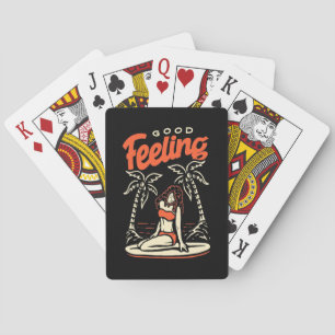 Good Feeling Surfer Girl Playing Cards