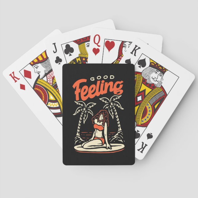 Good Feeling Surfer Girl Playing Cards (Back)