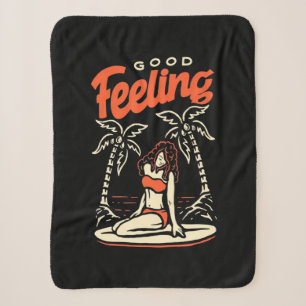 Good Feeling Surfer Girl Sherpa Blanket