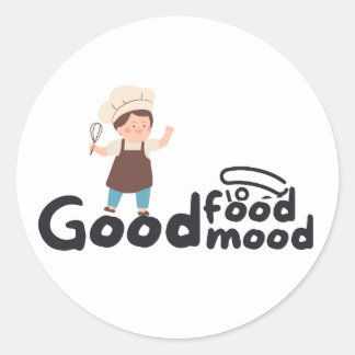Good Food Good Mood Chef Baking Classic Round Sticker