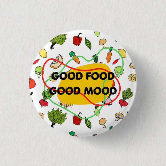 Good food, Good Moon badge, button, fun badge (Front)