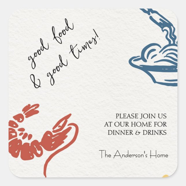 Good Food & Good Times Thanksgiving Square Sticker (Front)