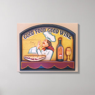 Good Food Good Wine Chef Canvas Print