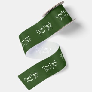Good Food, Great Golf Deep Green Clubhouse Satin Ribbon