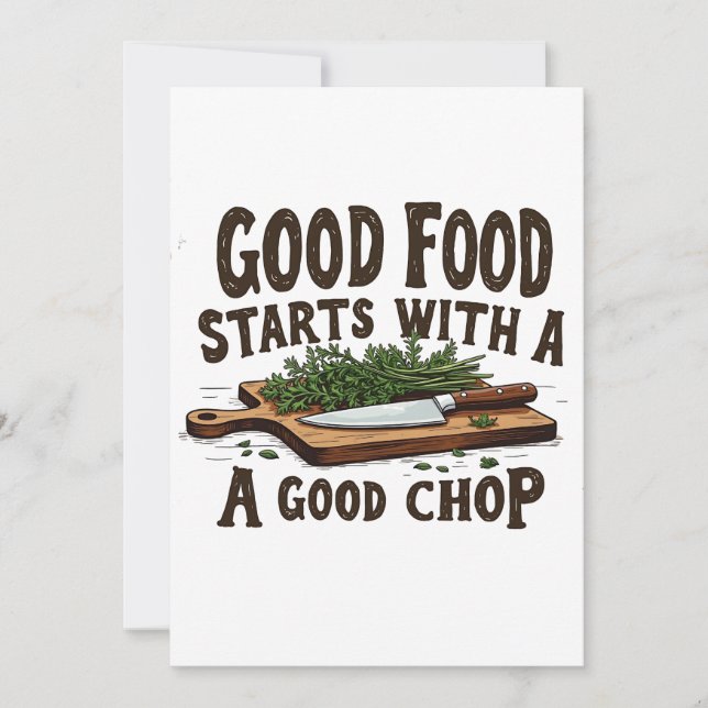 Good Food Starts with a Good Chop fKitchen Chef Invitation (Front)