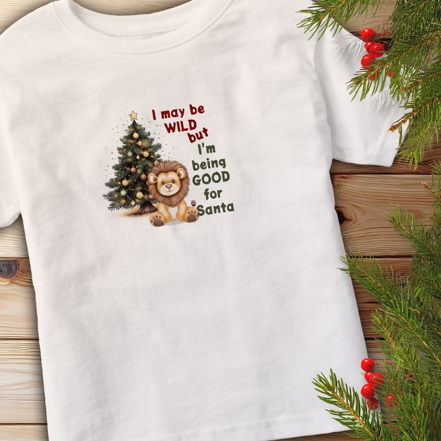 Good For Santa Christmas Lion Personalised Toddler T-Shirt (Good For Santa Christmas Lion Personalized Toddler T-shirt)