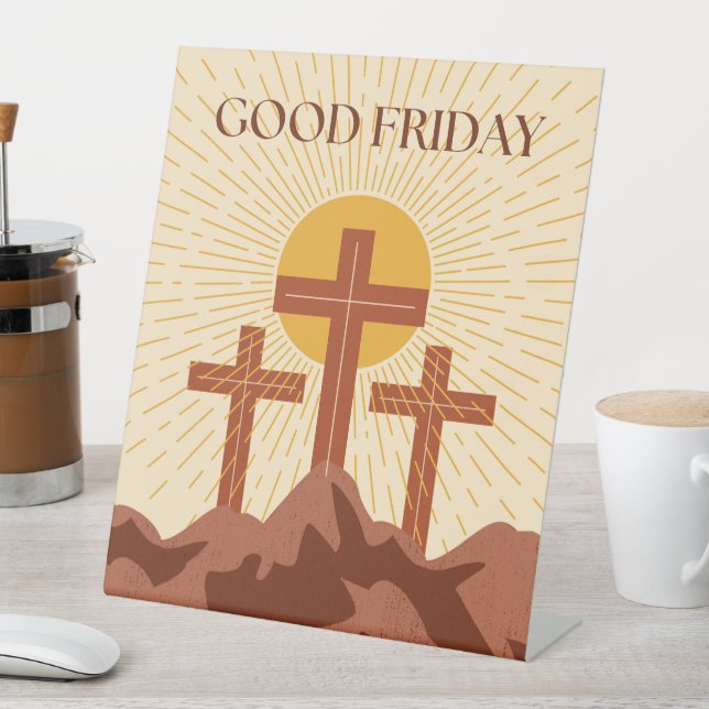 Good Friday Card Pedestal Sign (In SItu)