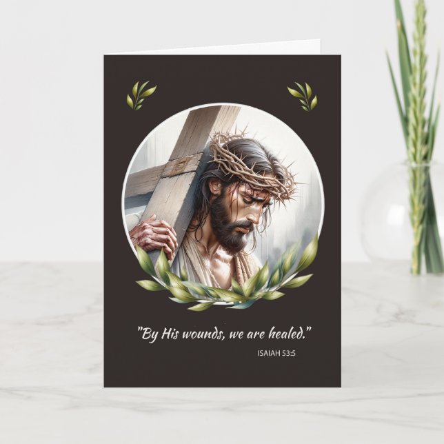 Good Friday Jesus With Crown of Thorns and Cross Card (Front)