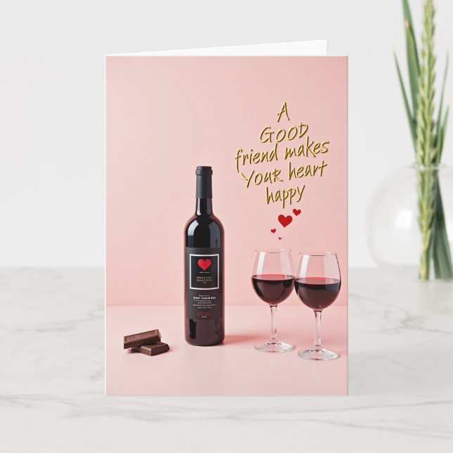 Good Friend Wine Chocolate Happy Card (Front)