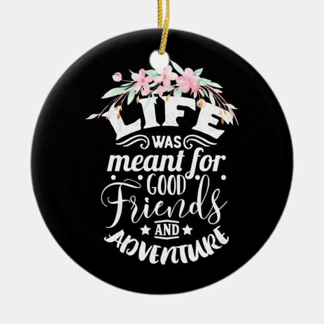 Good Friends And Adventure Ceramic Tree Decoration (Front)