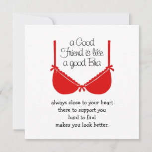 Good Friends Are Like Bras, Funny Friendship Card