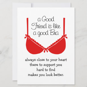 Good Friends Are Like Bras, Funny Friendship Card