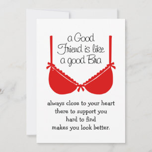 Good Friends Are Like Bras, Funny Friendship Card