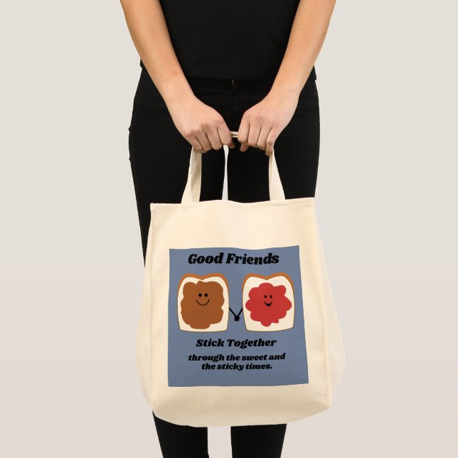 Good Friends Cute Cartoon Design Tote Bag (Front (Product))
