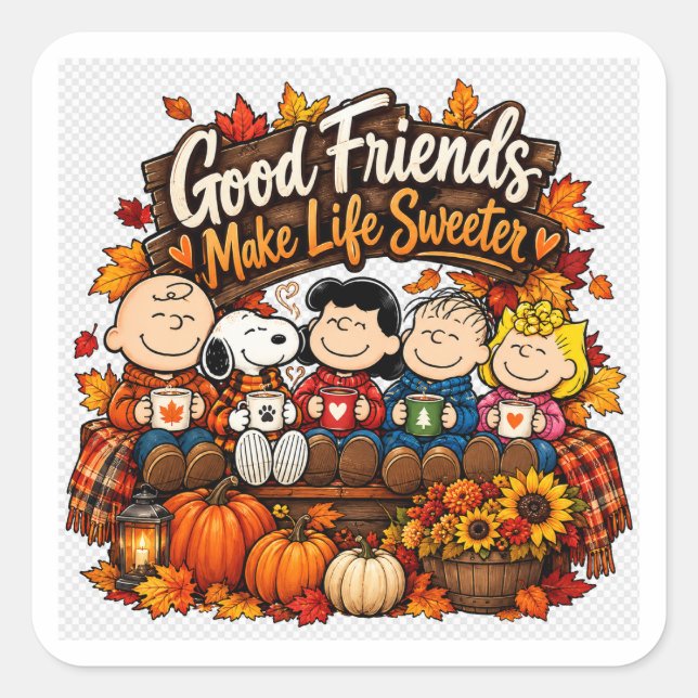 Good Friends Make Life Sweeter! Square Sticker (Front)