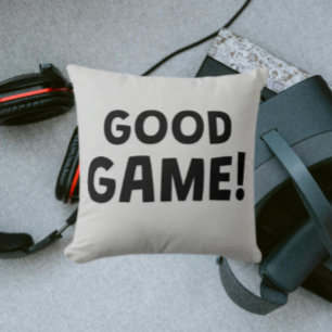 Good Game!   Bold Typography Gamer Throw Pillow