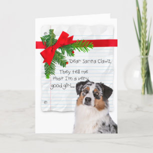 Good Girl Australian Shepherd Christmas Holiday Card
