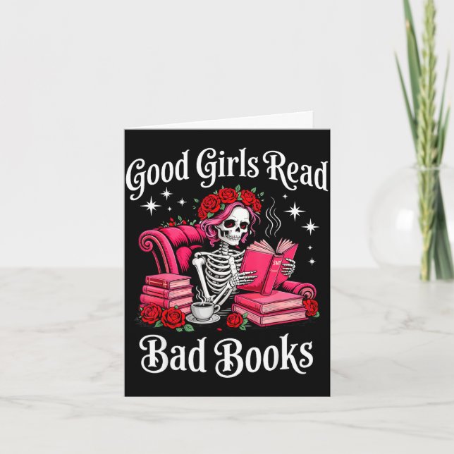 Good girls read bad books funny reader dark card (Front)