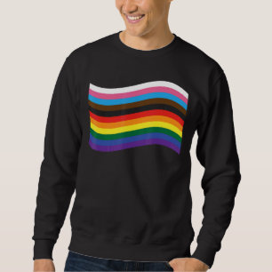 Good & Happy Progress Gay Pride Rainbow Wave Flag  Sweatshirt