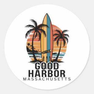Good Harbor Beach Machusetts Surfing Surfer Classic Round Sticker