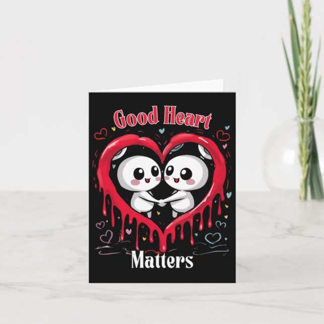 Good Heart S Typographic Colourful Red Paint Dripp Card (Front)