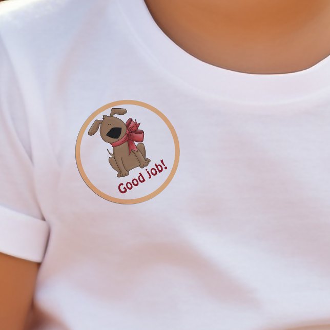 Good Job Cute Brown Puppy Dog Reward Classic Round Sticker (Good Job Cute Brown Puppy Dog Reward Classic Round Sticker)